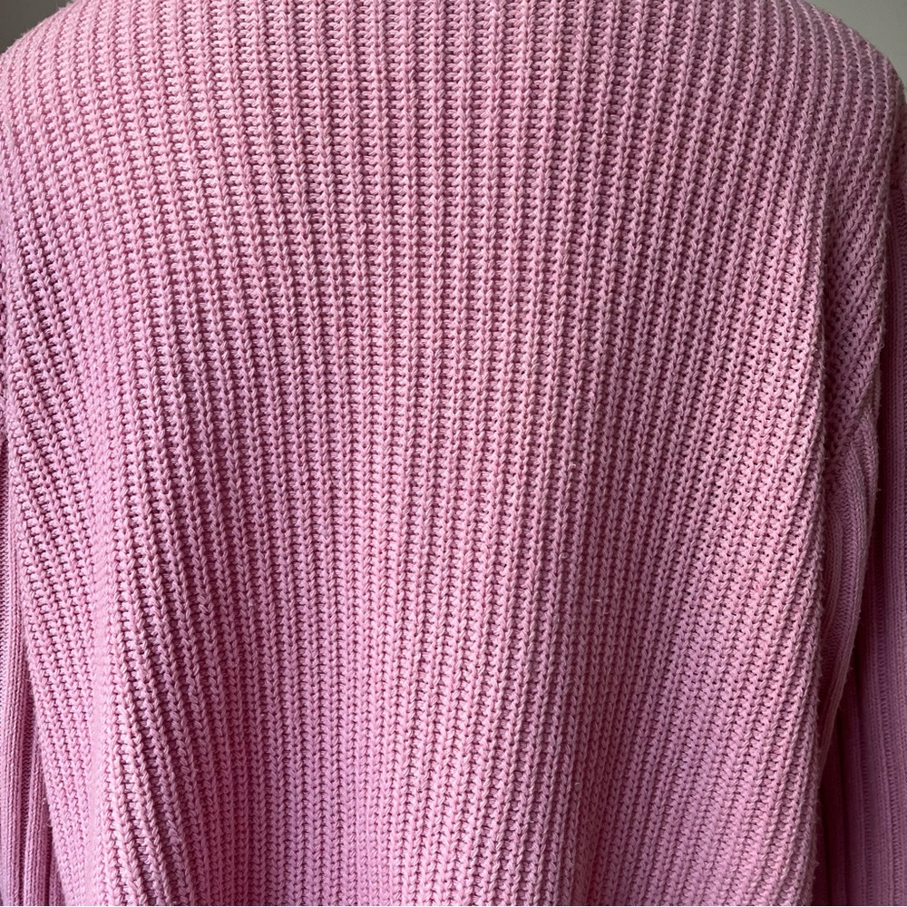 POL Chunky Mock Turtleneck Wide Sleeve Cropped Hi-Low Hem Distressed Sweater - Picture 12 of 16